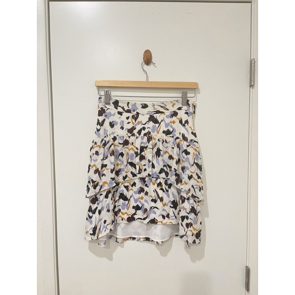 ALC Tiered Mini Skirt Size 4 Floral Multicolor Cotton Pockets Hi Low